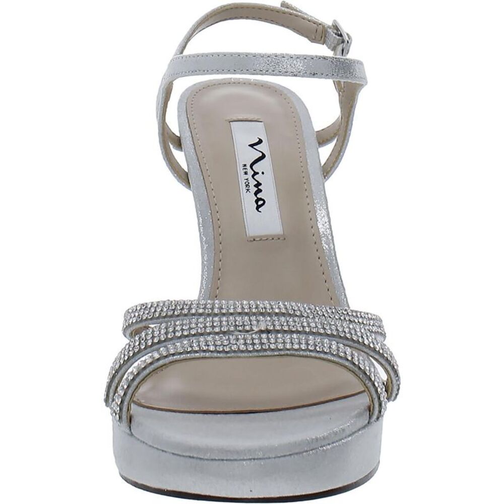 Nina Womens Silver Buckle Heels Shoes NWT - Picture 2 of 3